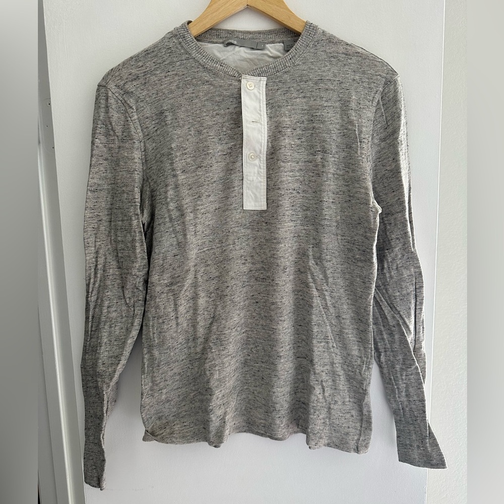 Vince linen blend military henley